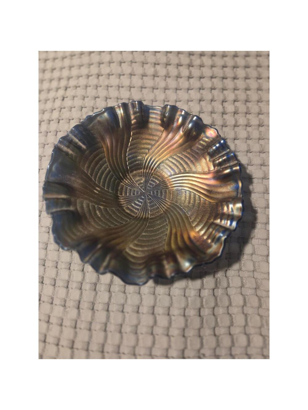 Fenton Blue Carnival Glass Comet 3-in-1 Ruffle Edge 9" Bowl 💙